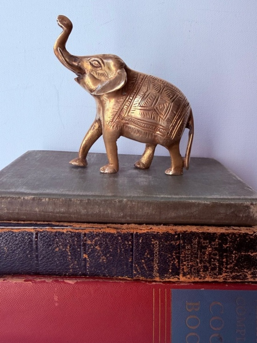 Brass- Decorative Elephant Statue - Gold Accent Home Art vintage